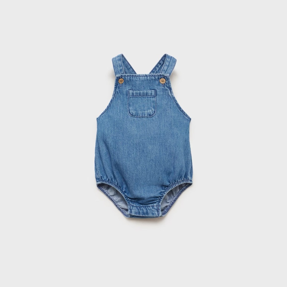 Mango Baby Denim Cotton Bubble Romper Size 12-18 Months